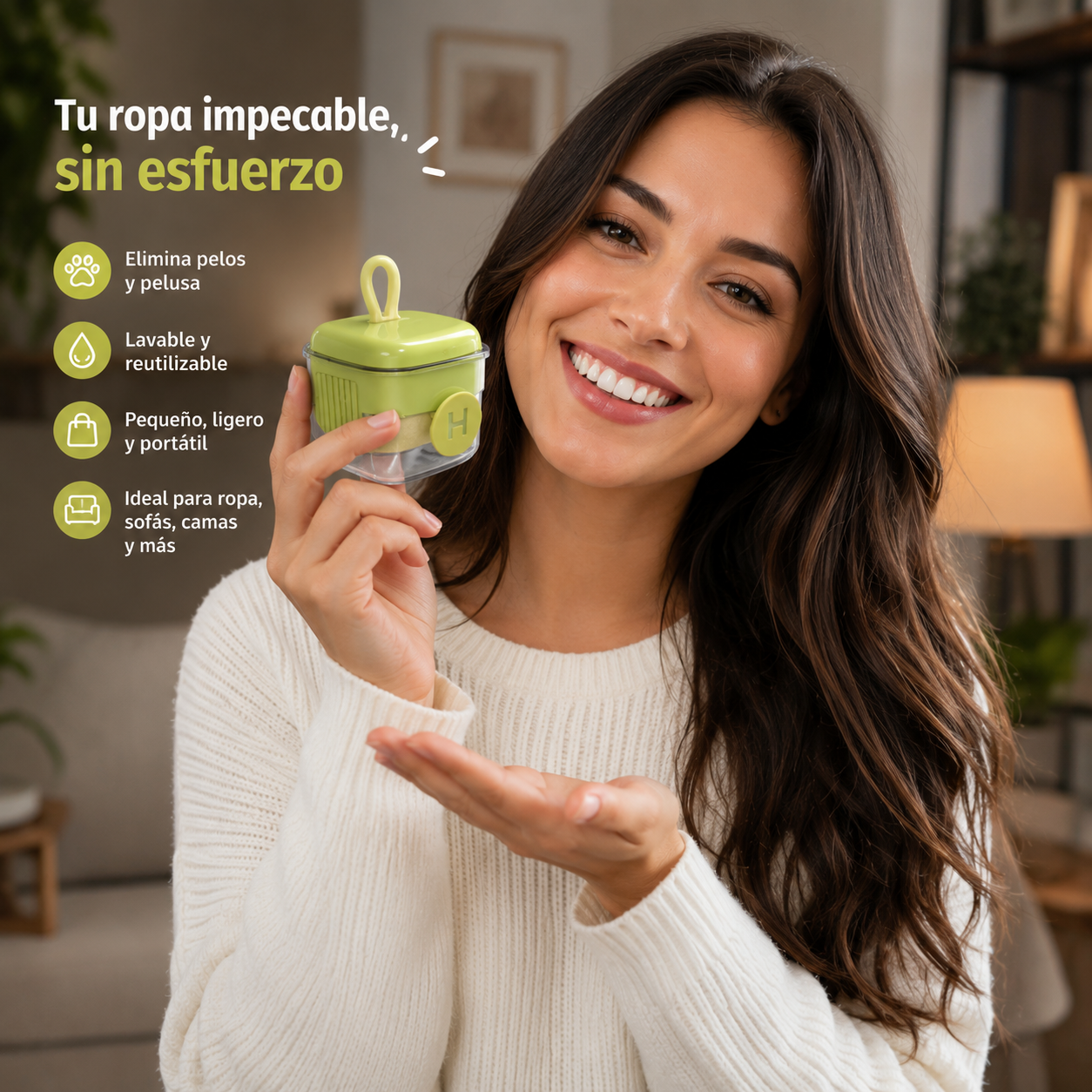 Rodillo Quita Pelusa Lavable: Elimina pelusa en una pasada.