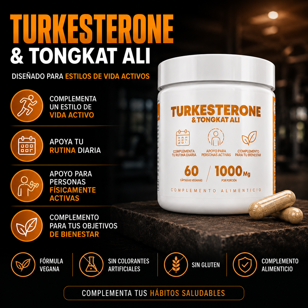 Turkesterone Tongkat Ali: Fuerza, enfoque y rendimiento.