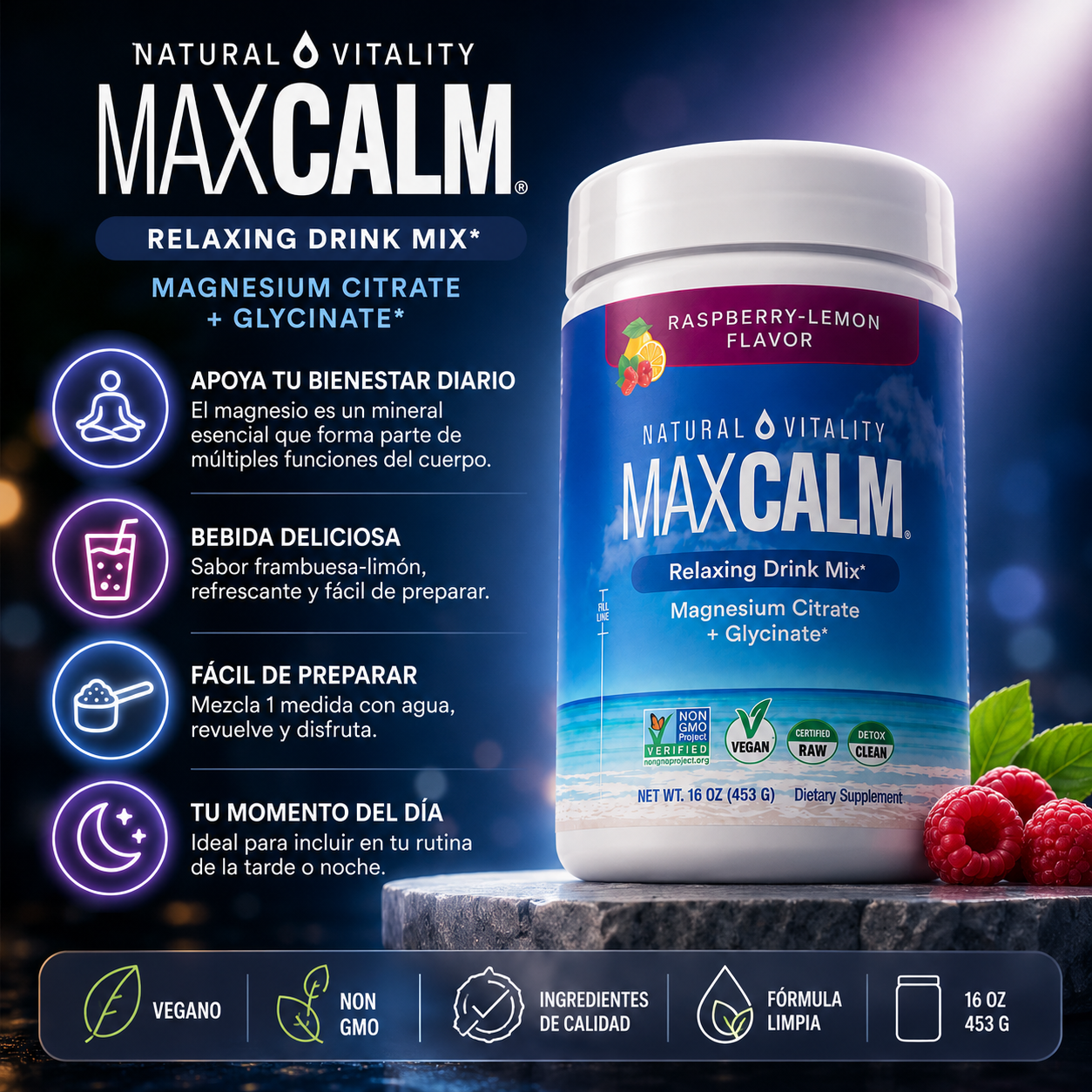 Maxcalm Relaxing Drink Mix: Tu momento de bienestar diario.