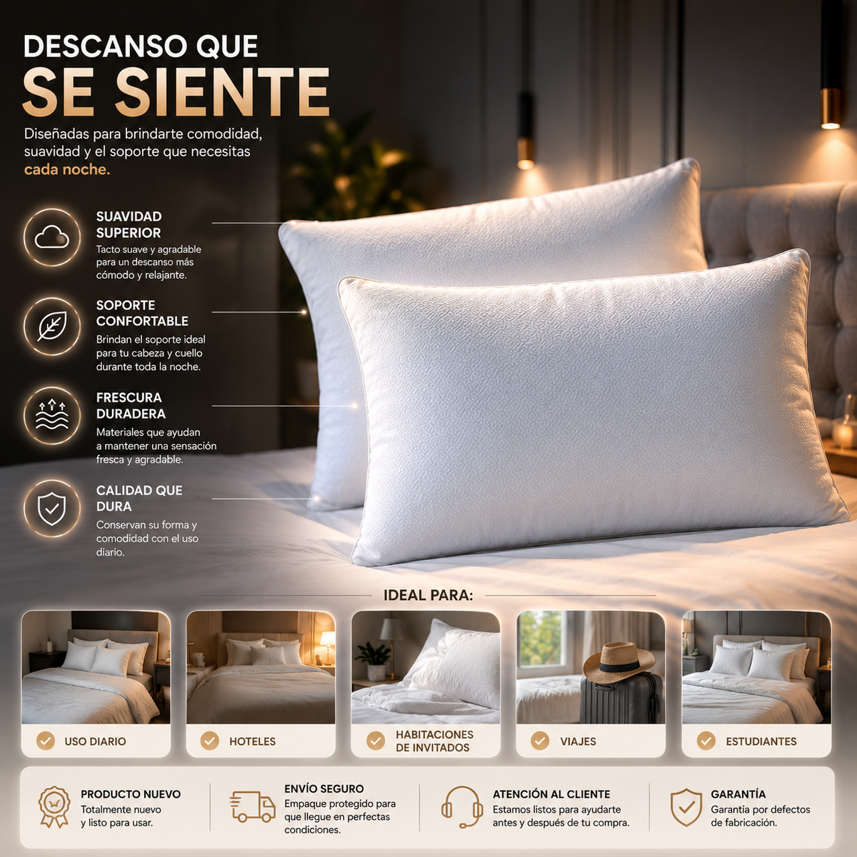 Almohada Siliconada: Descansa mejor cada noche.