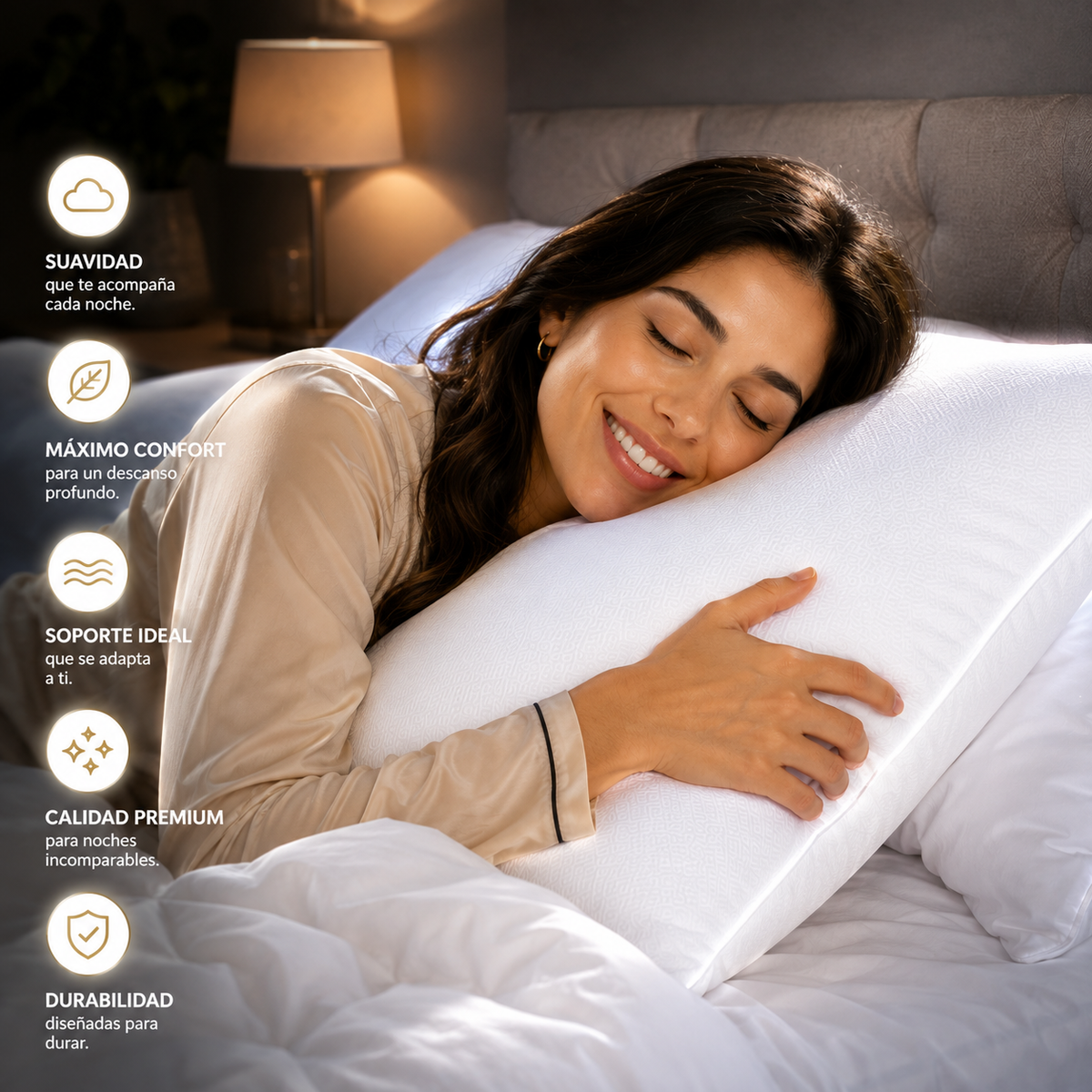 Almohada Siliconada: Descansa mejor cada noche.